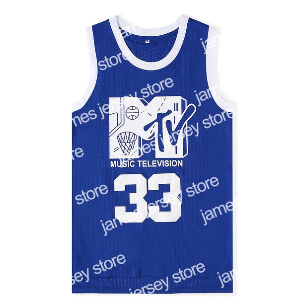 College Basketball porte un maillot de basket-ball Will Smith # 33 pour homme Music Television Premier annuel Rock NJock B-Ball Jam 1991 Chemises cousues bleues MTV