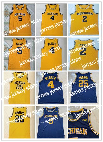 El baloncesto universitario usa Michigan Wolverines College Chris Webber # 4 Juwan Howard Basketball Jersey 5 Jalen Rose Jorda Poole NCAA Jerseys