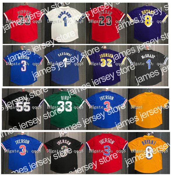 College Basketball Wears Mitchell and Ness Allen 3 Iverson Basketball Jersey T-Shirt Bryant 32 Magic Johnson Tracy 1 McGrady Penny 1 Hardaway 33 Bird 23 Michael