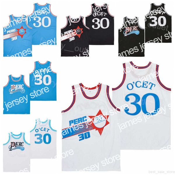 College Basketball Wears Movie Film Perc 30 OCet Basketball Jersey Hommes Tout Cousu Hip Hop Pour Les Fans De Sport Équipe Couleur Noir Blanc Bleu Broderie HipHop University