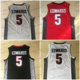 Le basket-ball universitaire porte le maillot de basket-ball de la NCAA 5 Anthony Edwards blanc noir collège lycée maillots pour hommes