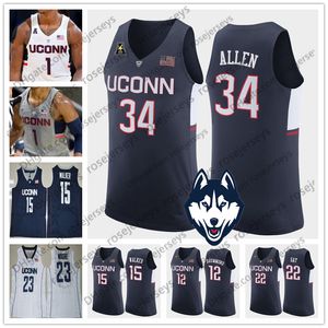 Le basket-ball universitaire porte NCAA UConn Huskies # 34 Allen 22 Gay 15 Walker 12 Drummond Maya Moore White Ray Rudy Kemba Andre 23 Bleu gris