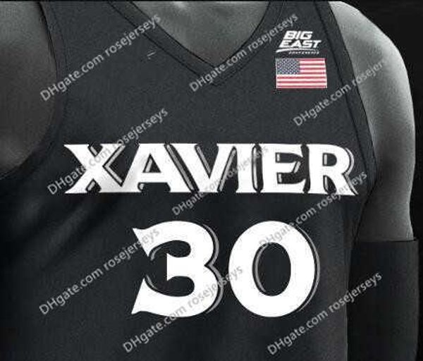 College Basketball Wears NCAA Xavier Musketeers # 2 Kyle Castlin 54 Sean O'Mara OMara 11 Keonte Kennedy 12 Dontarius James blanc gris bleu marine Maillots noirs royaux