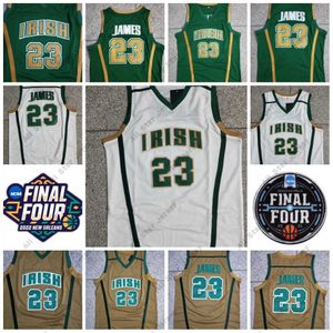 College basketbal draagt ​​St. Vincent Mary High School Irish LeBron 23 James Jerseys Basketball Shirt Green White College James Stitched Jersey Borduurwerk 2022 NCAA