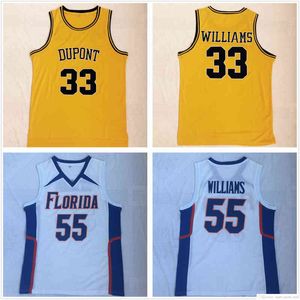 El baloncesto universitario usa para hombre cosido NCAA Jerseys de baloncesto universitario chocolate blanco Jason 55 Williams Jersey Dupont High School Amarillo 33 Camisas S-2xl