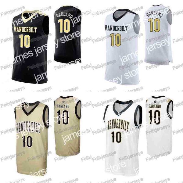 Le basket-ball universitaire porte THR 10 Darius Garland Vanderbilt Commodores Jersey de basket-ball Darius Garland Blanc Black Jaune Basketball Jerseys