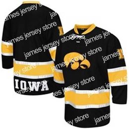 College basketbal draagt ​​thr Custom Iowa Hawkeyes Colosseum Athletic Machine Hockey Sweater Jerseys hebben elke naam een