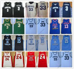 College basketbal draagt ​​University 3 Georgetown Hoyas Allen Iverson Jersey Patrick Ewing Uniform 33 Vince Carter Paul George Wilt Chamberlain 13 College Basketba