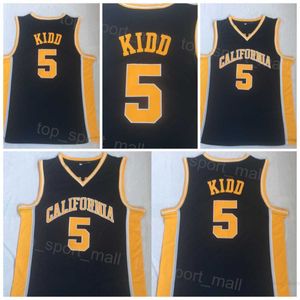 College California Golden Bears Jerseys 5 Jason Kidd Basketball Shirt University Team Couleur Noir Pour les fans de sport Pur coton Broderie Respirant Uniforme NCAA