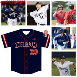 College Dallas Baptist 3 Miguel Santos 29 Jace Grady 2 Kodie Kolden Maillot de baseball 15 Ethan Mann 8 Nathan Humphreys 20 Nate Rombach 7 Grant Jay 12 Luke Heefner Personnalisé