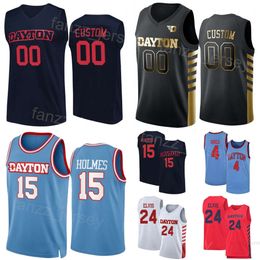 College Dayton Flyers Basketball 15 DaRon Holmes II Maillots Femme Jeune Homme 4 Koby Brea 2 Nate Santos 0 Javon Bennett 6 Enoch Cheeks University Noir Bleu Rouge Blanc