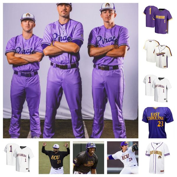 College East Carolina 17 Carter Cunningham 25 Luke Nowak 12 Maillot de baseball Ryley Johnson 6 Cam Clonch 9 Ryan McCrystal 2 Nathan Chrismon 5 Connor Rasmussen personnalisé