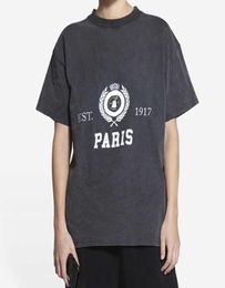 COLLEGE EST 1917 PARIS imprimé t-shirt mode homme femmes lavé t-shirt Hip Hop été style surdimensionné FZTX5648659943