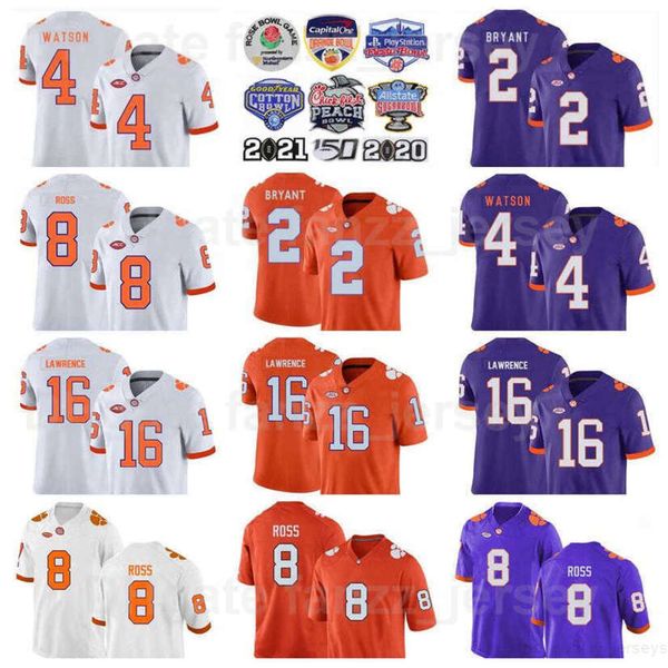 Football universitaire Clemson Tigers 4 Deshaun Watson Jerseys 16 Trevor Lawrence 2 Kelly Bryant 23 Lyn-J Dixon 8 Justyn Ross 6 DeAndre Hopkins University Haute qualité