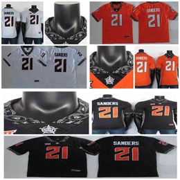 Maillot de football universitaire 21 Barry Sanders 2019 maillots rares de l'État de l'Oklahoma maillot noir blanc orange 150TH