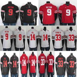 Maillot de football universitaire Master Teague III Jersey Binjimen Victor KJ Hill Rare Ohio State Buckeyes Maillots Blanc Noir Rouge 150TH