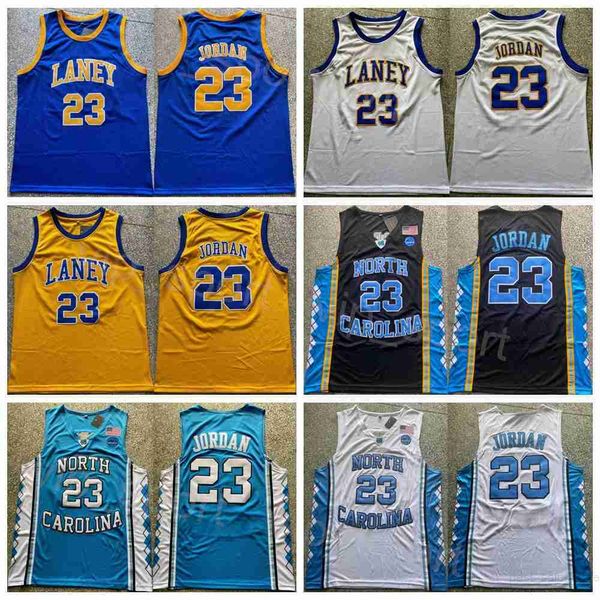 College High School Laney Bucs Jerseys 23 Michael Basketball North Carolina Tar Heels Para fanáticos del deporte Algodón puro cosido Negro Azul Blanco Amarillo Universidad NCAA