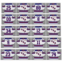 College Hockey porte des maillots de l'équipe américaine vintage 2010 2014 2016 25 CHARLIE McAVOY 12 ALEX DeBRINCAT 9 JACK EICHEL 11 CASEY MITTELSTADT 23 DUSTIN BROWN Hockey personnalisé