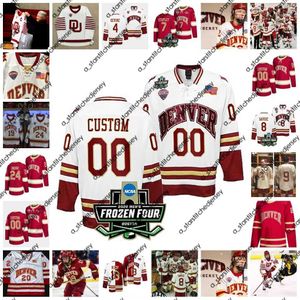 College Hockey draagt ​​2022 NCAA Frozen Four Championship Custom Denver Pioneers Du Ice Hockey Jersey 24 Antti Laaksonen 36 Connor James 52 Gabe Gauthier 31 Wade