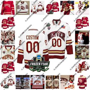 College Hockey Wears 2022 NCAA Frozen Four Custom Denver Pioneers Hockey Jersey 13 Liam Finlay 4 Griffin Mendel 12 Kohen Olischefski 18 Kevin Dineen 22 Glenn