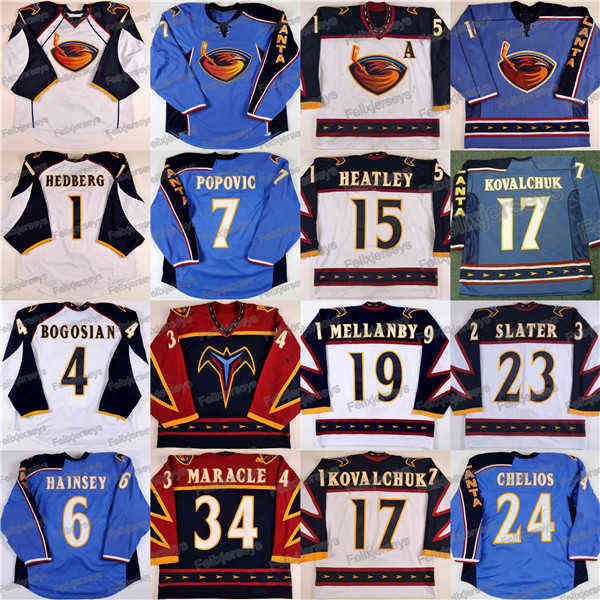 College Hockey Wears College Atlanta Thrashers 17 ILYA KOVALCHUK Marian Hossa DANY HEATLEY Zach Bogosian Maillot Johan Hedberg Kari Lehtonen