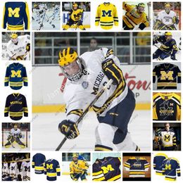 College hockey draagt ​​college hockey draagt ​​NCAA Custom Michigan Wolverines genaaid hockey jersey 74 Nicholas Boka 2 Luke Martin 13 Jake Slaker 33 Joseph Cecconi