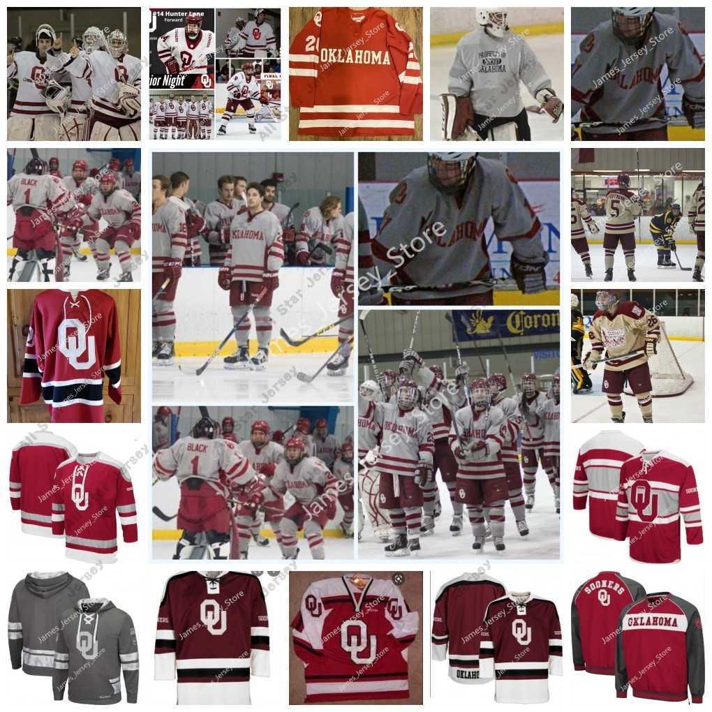 College Hockey Wears College Hockey Wears Custom Oklahoma OU 하키 저지 0 Ben Jawad 4 Bobby McKinley 7 Brenden Sinclair 8 Bailey Prouty 9 Logan Sadler 10