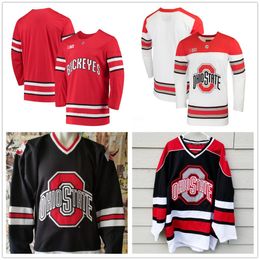 College Hockey draagt aangepaste NCAA Ohio State Buckeyes elk naamnummer heren jeugdijshockeytruien Gepersonaliseerd borduurwerk College Big Ten Stitched