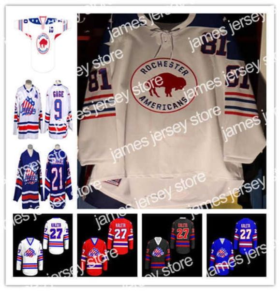 Le hockey collégial porte un maillot de hockey américain de Rochester personnalisé John Peterka Jack Quinn Michael Mersch Arttu Ruotsalainen Ethan Prow3017799