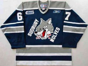 College Hockey Wears Maillot de hockey OHL Sudbury Wolves personnalisé 2004-05 Vintage CHL 67 Benoit Pouliot 5 Mike Wilson 19 Trevor Blanchard Maillots N'importe quel numéro S-5XL