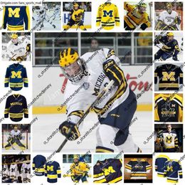 Le hockey universitaire porte un maillot de hockey cousu personnalisé par les Michigan Wolverines de la NCAA 74 Nicholas Boka 2 Luke Martin 13 Jake Slaker 33 Joseph Cecconi 11 Mackie Samoskevich