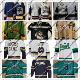 College Hockey draagt NCAA ND NDF ICE Hockey Jersey 2 Nate Clurman Jersey 5 Matt Hellickson 13 Colin Theisen 15 Michael Graham 16 Alex Steeves Pierce Crawford