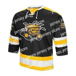 College Hockey draagt ​​NIK1 2020 Mens Ita State Shockers Hockey Jersey Borduurwerk Stiksels Passen elk nummer en naam truien