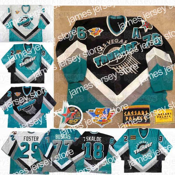 College Hockey Wears Nik1 Custom Vintage IHL Las Vegas Jersey Thunder 50th Anniversary 1994-95 Marc Habscheid 1990's Rhett Trombley 1995-96 Vladimir Tsyplakov