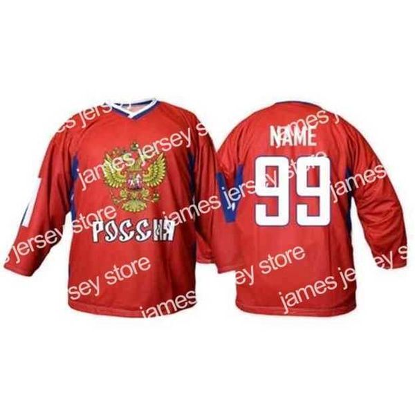 College Hockey porte Nik1 Team Russie blanc rouge maillot de hockey sur glace broderie pour hommes cousue personnaliser n'importe quel numéro et nom maillots