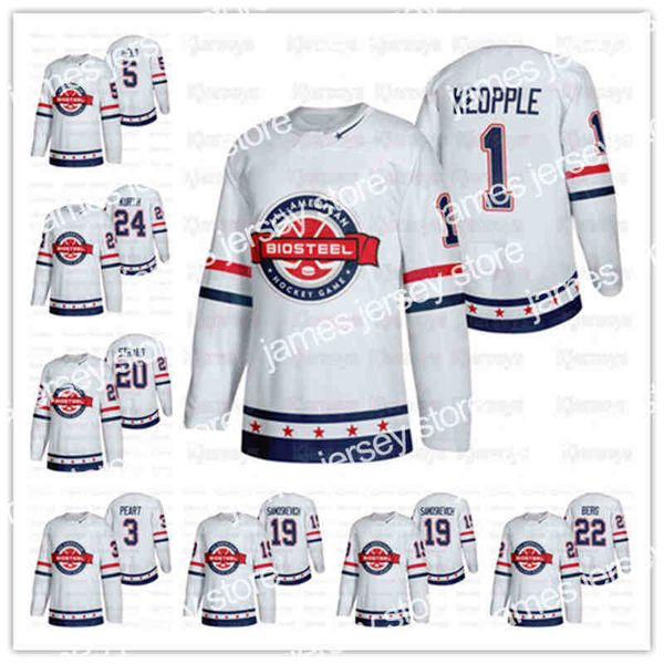 College Hockey porte Nik1 USA Team White 2021 BioSteel All-American Game Hockey Jersey Remington Keopple Daniel Laatsch Jack Peart Cooper Wylie Ryan Ufko Shai