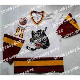 El hockey universitario viste Nik1 Vintage # 11 Steve Maltais Chicago Wolves Bauer Jersey de hockey sobre hielo para hombre cosido personalizado cualquier número y nombre