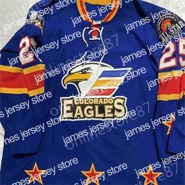 College Hockey Wears Nik1 Vintage JAKE MARTO COLORADO EAGLES Game Jerseys bleu 100% broderie Hockey Jersey Custom Any Number and Name