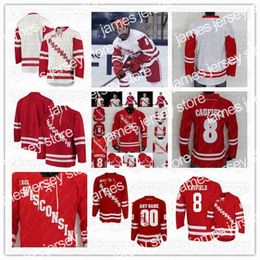 Le hockey universitaire porte le maillot de hockey Nik1 des Badgers du Wisconsin Brock Caufield Owen Lindmark Jack Gorniak Tyler Inamoto Sam Stange Dominick Mersch Josh Ess Jesper