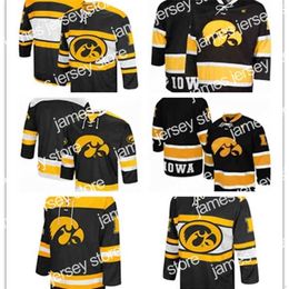 College Hockey draagt ​​NIK1 XFLSP 2022 College Custom Iowa Hawkeyes Hockey Jersey 12 William Ciannella 5 Benjamin Grote 11 William Jeffers 24 Greg Johnson