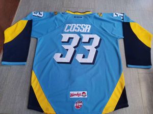 College Hockey draagt ​​fysieke foto's Toledo Walleye Sebastian Cossa Men Jeugd vrouwen Vintage High School Grootte S-5XL of enige naam en nummertrui