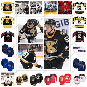 College Hockey draagt ​​Shane Wright Hockey Jersey Custom Vintage OHL Kings Frontenacs Jersey 2021 IIHF U18 Wereldkampioenschap Jerseys