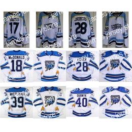 Le hockey universitaire porte THR 2017 AHL Springfield Falcons 18 Colin McDonald 28 Glenn Fisher Mens Womens Kids 100% broderie Jerseys de hockey sur glace personnalisés Cut Hot