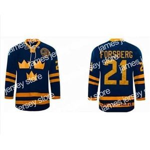 College Hockey Wears Thr Custom Men Youth Women Thr Tage Hot #21 Peter Forsberg Jersey Team Sweden Hockey Jersey Size S-5XL o personalizado cualquier nombre o número