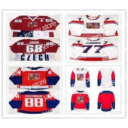 College Hockey draagt Thr Customize Team Czech republic #68 Jaromir Jagr David Pastrnak Pavel Kubina DOMINIK HASEK Hockey Jersey