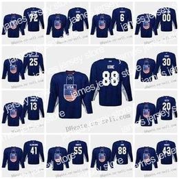 College Hockey Wears Thr USA 2019 IIHF World Championship Jersey 86 Christian Wolanin 72 Frank Vatrano 30 Thatcher Demko 12 Alex DeBrincat 1 Cayden Primeau 1