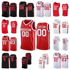 College Houston Cougars 44 Ein Hayes Jersey Basketball 22 Clyde Drexler 5 Javier Francis 23 Terrance Arceneaux 34 Hakeem Oluwon Ed NCAA Heren Kinderen Dames