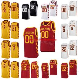 College Iowa State Cyclones Basketball 22 Gabe Kalscheur Jerseys 2 Caleb Grill 21 Osun Osunniyi 5 Aljaz Kunc 3 Tamin Lipsey 13 Jaren Holmes Man Vrouw jeugd