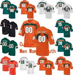 Maillots universitaires Miami Hurricanes 26 Sean 3 Frank Gore 3 Gilbert Frierson 4 Devin Hester Football personnalisé cousu2324577