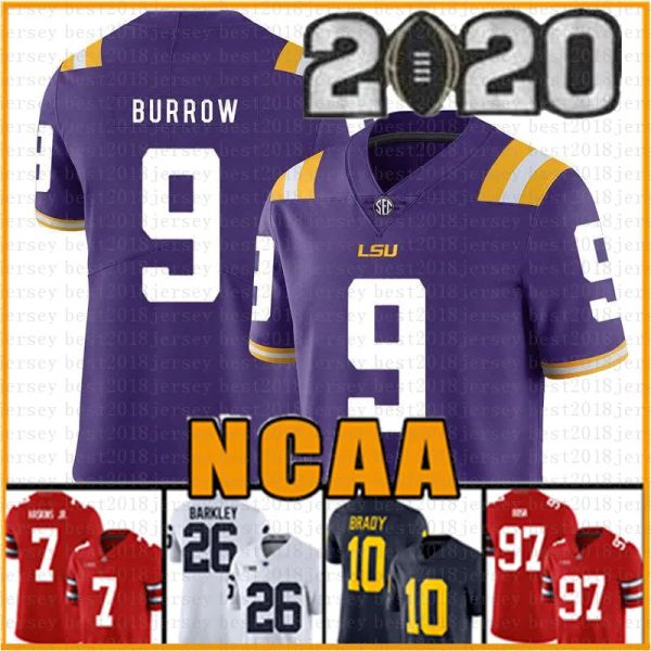 Collège Joe Burrow LSU Tigers Jersey Clemson 16 Trevor Lawrence 9 Travis Etienne Jr. NCAA Football américain Maillots Julio Jones Tom Brady